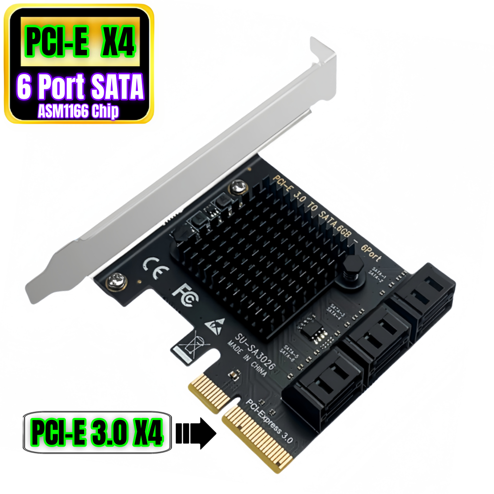 Carte Extension PCI-E Vers 2 Ports SATA 3.0 6Gbps - ASM1061 Plug And Play