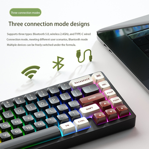 Kit de teclado mecánico intercambiable en caliente Rgb completo inalámbrico Lucky65 con 3 tipos de conexiones de diente azul con cable de 2,4g - Product Image 4