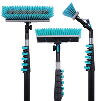 Perche de nettoyage télescopique en fibre de carbone et aluminium, portée réglable de 10 m, tête de brosse douce anti-rayures pour fenêtres et panneaux solaires domestiques