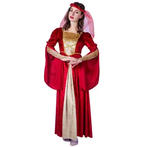 女士古典红色中世纪公主礼服万圣节派对女性迷人的中世纪服装