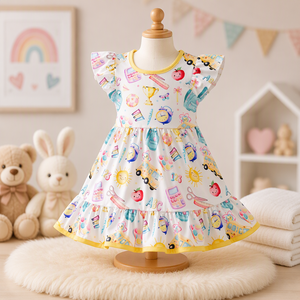 Abito Casual con Maniche a Sbuffo per Bambine, Carino e Divertente, Personalizzabile con Stampe, Produzione ODM Qingli Senza Tariffe - Product Image 6