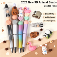 Perles focales 3D en silicone de qualité alimentaire, motifs animaux (Vache, Canard, Abeille, Lapin, Coq, Flamant rose, Âne) pour la fabrication de stylos et de porte-clés