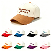 Op maat gemaakte OEM baseballcaps met logo, groothandel, gestructureerd frame, 100% katoen, standaard 5-delige, tweekleurige, unisex sport- en visserspetten