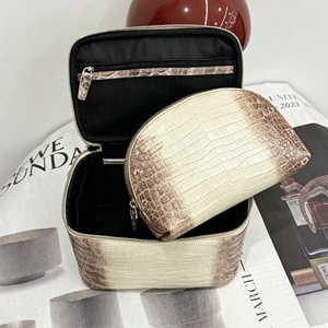 Gradient Crocodile Print Makeup <b>Bag</b> Set 2 Pcs Luxury PU Leather Cosmetic Organizer Travel Wash <b>Bag</b> Handheld Beauty Storage <b>Bag</b> - Product Image 6
