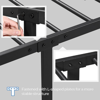 Base de Cama de Plataforma de Metal Clásica de Terciopelo Negro con Diseño Minimalista, Base para Colchón con Almacenamiento para Apartamentos y Hoteles