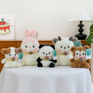 Juego de Peluches de Animales Variados al por Mayor: Conejo, Gato, Panda y Perro de Peluche Súper Suaves para Decoración de Mesa y Regalo - Product Image 1