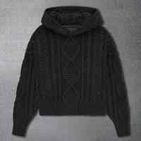 Pull-over vintage en tricot à manches longues pour hommes, pull-over à capuche en coton tricoté, pull-over pour hommes