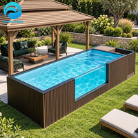 Piscine hors sol compacte en fibre de verre, style maison, avec bassin en mosaïque turquoise, pour extérieur, 20ft 40ft, avec fonction bain à remous et spa