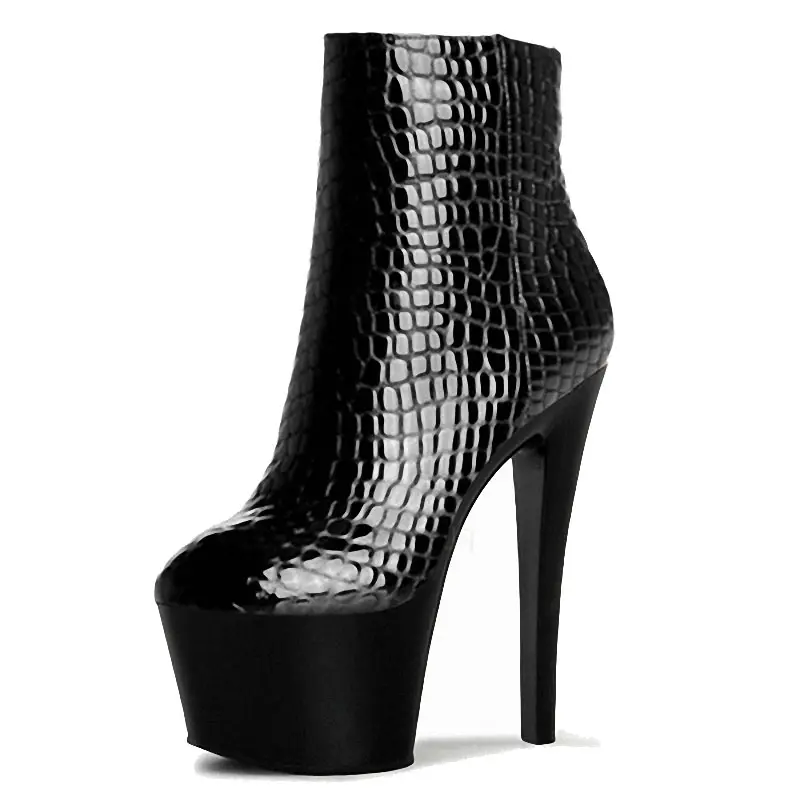 High Heel Ankle Boots 17-18cm high heels thick and special waterproof platform simple high heel short boots