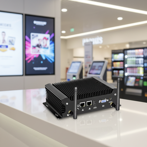 PC industriel Intel i3 6167U, mini PC sans ventilateur avec double carte réseau, double port COM RS232, ordinateur embarqué - Product Image 1