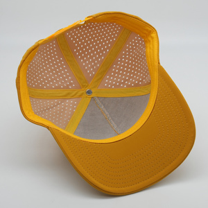 Nueva moda personalizada PVC Parche de goma Logo 5 paneles impermeable poliéster deporte Golf sombrero, corte láser perforado <span class=keywords><strong>papá</strong></span>, cuerda gorra de béisbol - Product Image 4