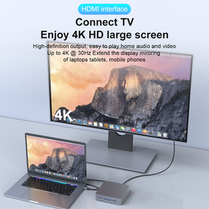 100W USB 3.0 nhôm HUB với HDTV 4K 30Hz 17-in-1 USB C Adapter máy tính xách tay Docking Station Dễ dàng cài đặt bên ngoài - Product Image 6