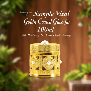 ขวดแก้วเคลือบทอง 100 มล. ตกแต่งด้วยมุก สำหรับเก็บแป้งฝุ่น - Product Image 3