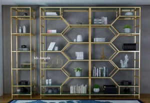 Estantería de Metal y oro de lujo para el hogar y la Oficina, placa de acero inoxidable, nuevo diseño, estante Modular de exhibición de metal para libros - Product Image 3