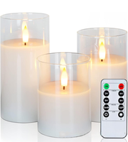 Großhandel batterie betriebene flammen lose Champagner-LED-Kerzen mit beweglicher Flamme Echtwachs-LED-Kerze in Glas für Hochzeits dekoration