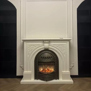 Chimenea Eléctrica de Madera Maciza de 1.5m, Estilo Villa Mediterránea Europea, con Llama Simulada, para Sala de Estar, Mueble Decorativo - Product Image 3