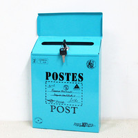 Boîte aux lettres murale de style européen créatif en fer avec serrure, boîte aux lettres de style américain, boîte à suggestions, boîte à lettres de style pastoral