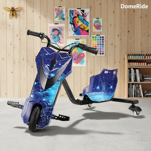 DomeRide V8 36V 电动漂移车，适合 6-8 岁儿童，三轮双摇杆，数字显示灯，承重 100 公斤，现代户外型 - Product Image 1