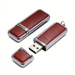 Memoria USB Tipo Capuchón de Cuero y Metal, Portátil, de Alta Velocidad, para Regalo Empresarial de Lujo, con Logotipo Grabado Personalizado - Product Image 1