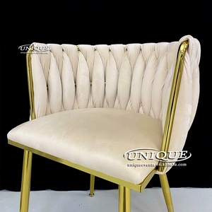 Chaises de mariage modernes de luxe rembourrées en velours or <span class=keywords><strong>champagne</strong></span> haut de gamme pour les événements royaux, les hôtels, les restaurants et les villas - Product Image 3