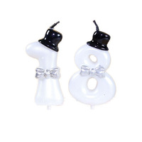 Velas de Cumpleaños con Número en Blanco Perla Metálico 2026 - Ecológicas y Hechas a Mano para Fiestas de Pascua, con Diseño Elegante y Estilo Caballero