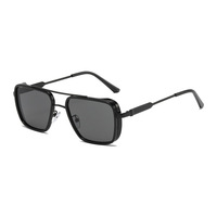 QY NJC Partagas Fashion Trendy Designer Shades Lunettes de soleil en métal Full Rim Square Frame Double Bridge Protection UV400 Unisexe