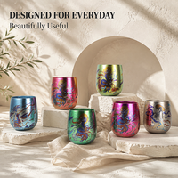 Tasse en titane à double paroi avec finition cristal colorée pour thé, café, bureau et extérieur – Personnalisation de logo en gros pour les entreprises