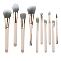 JLY OEM Nouveau Set de Pinceaux de Maquillage Professionnels pour le Visage, Manches Mat Nude et Poils Gris, 12 Pièces, Haute Qualité