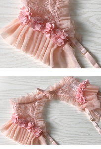 Mujer lencería Sexy conjunto de volantes de encaje ropa interior rosa íntimos ropa bragas y <span class=keywords><strong>ver</strong></span> a través de sujetador Lolita alambre libre sujetador conjunto - Product Image 6