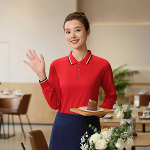 Customized Long Sleeve Polo Shirts With Turn Down Collar For Hotel Work Uniforms Embroidered Logo Print Fall 2024 - Product Image 3