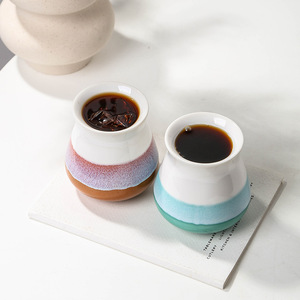 Tasse à café en céramique à <span class=keywords><strong>double</strong></span> paroi pour dégustation, style italien, pour espresso, aromatique et sensorielle, cuite au four, couleur maloné - Product Image 2