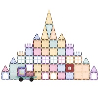 Juego de Construcción Magnético de Castillo en Colores Pastel Macaron con Base de Coche, Juguetes Educativos STEM para Niños de 3+ Años