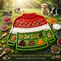 Tapis de léchage pour animaux de compagnie en silicone de qualité alimentaire, antidérapant, résistant, compatible lave-vaisselle, avec design de pull de Noël, pour un repas progressé des chats et des chiens