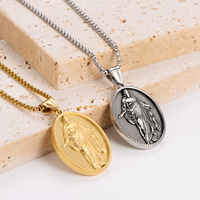 Pendentif Médaillon Statue Jésus Ressuscité en Acier Inoxydable, Bijou Religieux Chrétien Catholique, Collier Tendance, Vente en Gros