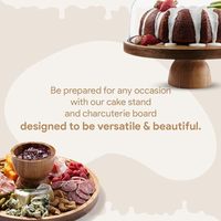 Alas Kue Kayu Akasia Modern 2-in-1 dengan Penutup Kubah Akrilik Besar, Nampan Dekoratif, Papan Sajian Dessert, Papan Charcuterie