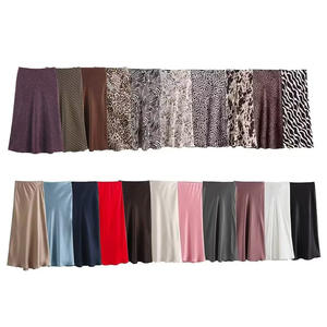 Nouvelle <span class=keywords><strong>jupe</strong></span> mi-longue multicolore en <span class=keywords><strong>satin</strong></span> de soie imprimé vintage pour femme, collection automne - Product Image 1