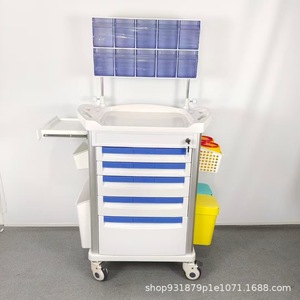 Chariot de traitement en acier inoxydable pour salle blanche 890x520x824-1024mm avec double tiroir, chariot d'hôpital pour thérapie par perfusion - Product Image 4