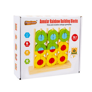 Fun Set Of Wooden Rainbow <strong>Blocks</strong> <strong>Children's</strong> Educational Early Learning Creative Construction Toys Geometric Shapes - Product Image 5
