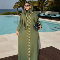 Robe longue musulmane pour femmes du Moyen-Orient avec foulard, Arabie Saoudite, Dubaï, Abaya, robe à manches longues avec paillettes