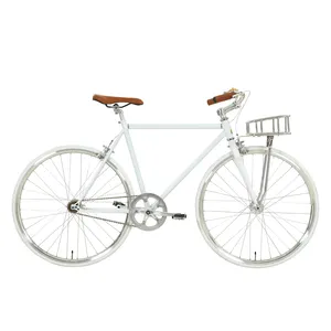 خمر دراجة 700 C إطار فولاذي سرعة واحدة fixie دراجة Freewheels مع سلة الدراجات ل V الفرامل