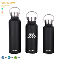 Bouteille d'eau isotherme à double paroi en acier inoxydable 304 de qualité alimentaire sans BPA, avec couvercle en bambou anti-fuite, 500ml 600ml 750ml – Idéale pour les cadeaux promotionnels