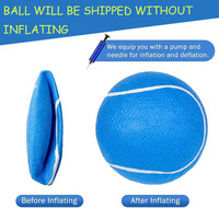 Balle de tennis gonflable personnalisée en caoutchouc bleu et jaune pour chien, jouet d'entraînement et de divertissement pour chiot actif pour la plage