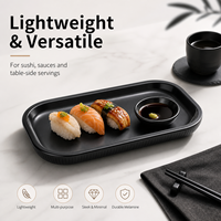 Assiette rectangulaire en mélamine noire sans BPA, écologique, incassable, de qualité alimentaire, compatible lave-vaisselle, pour apéritifs/sauces de fête