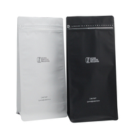 Sachet Doypack PE 8oz 16oz à fermeture éclair, fond plat noir, recyclable, imprimé en héliogravure, avec valve, pour stockage alimentaire et de boissons, avec logo personnalisé