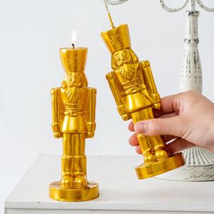 Figura de soldado dorado, vela decorativa navideña para mesa, adorno para fiestas en casa - Product Image 3