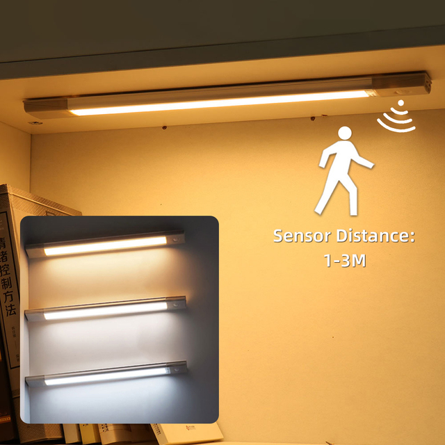 Rechargeable Motion Sensor 40CM 60CM Kitchen Showcase Dimmable USB Rechargeable LED Cabinet Light