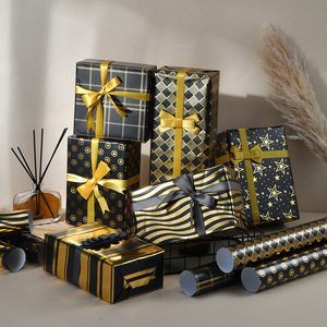 黒水玉幾何学シリーズフォイルスタンピングラッピングペーパー毎日結婚式用パッキングギフトパッキング70*50cm - Product Image 3