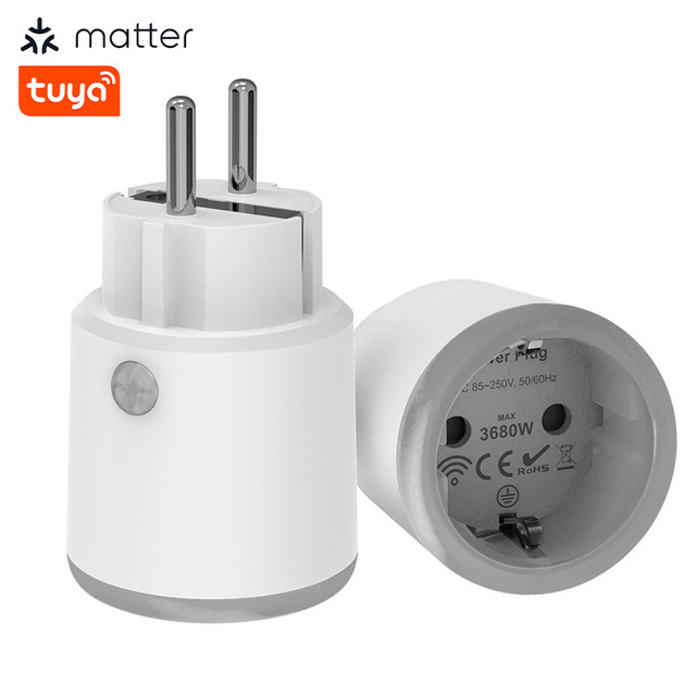 LEDEAST NAS-WR10WM Tuya Matter 16A EU Standard Home Electrical Wireless WiFi Remote Control Mini Socket Smart Plug