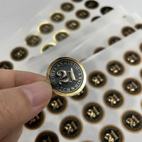 Étiquette adhésive en aluminium gaufré avec logo personnalisé imprimé en feuille d'or, autocollant gaufré en feuille d'or pour le cou de bouteille de vin