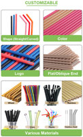 Pailles à boire en verre réutilisables, colorées, transparentes, portables et personnalisées